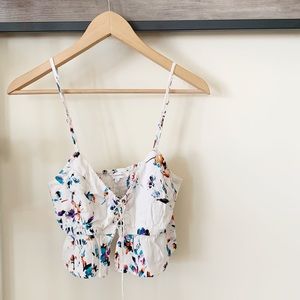 Olivaceous Ruffle Crop Top Floral White Si…